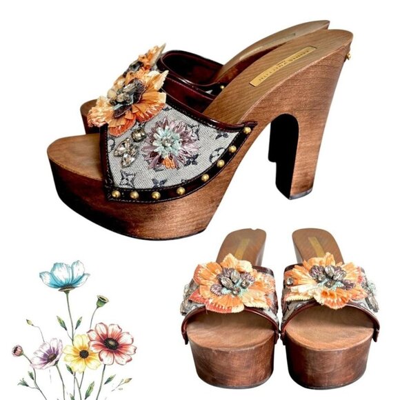 AUTHENTIC VTG. Y2K LOUIS VUITTON HEELS PLATFORM SANDALS US 6/36 EUC - Picture 4 of 8